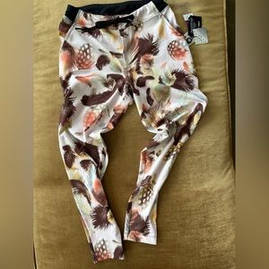 Track Pants Semi leggings Sport Athleisure Feathers print Moisture wicking Cool